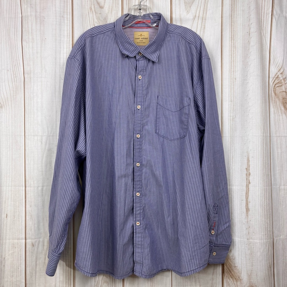 Tommy Bahama Island Crafted Shirt Striped Lightweight Relaxed Blue Size XXL
